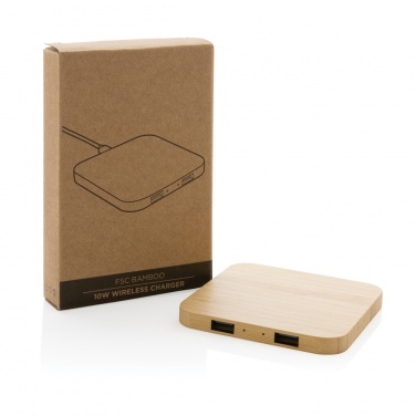 Logotrade corporate gifts photo of: Bamboo 10W wireless charger with USB